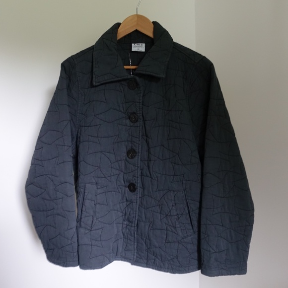 Quilted Cotton Trapeze A-Line Jacket Coat Size L - Picture 2 of 8